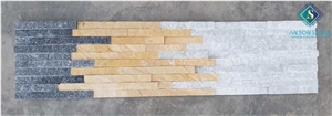 Black Mixed White and Yellow Marble Ledge Stone Wall Panel