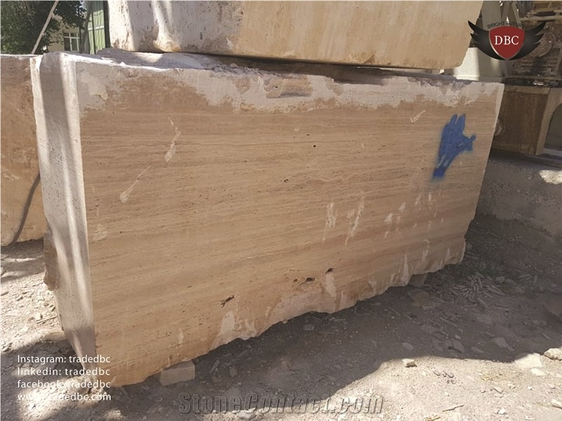 Takab Travertine Block, Iran Beige Travertine