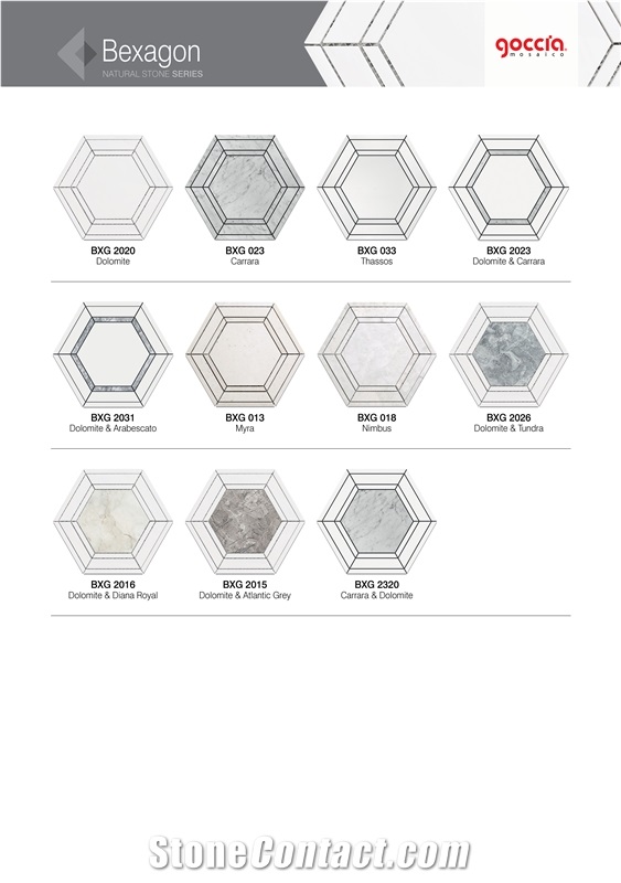 Bexagon Bianco Dolomite & Bianco Dolomite Mosaic