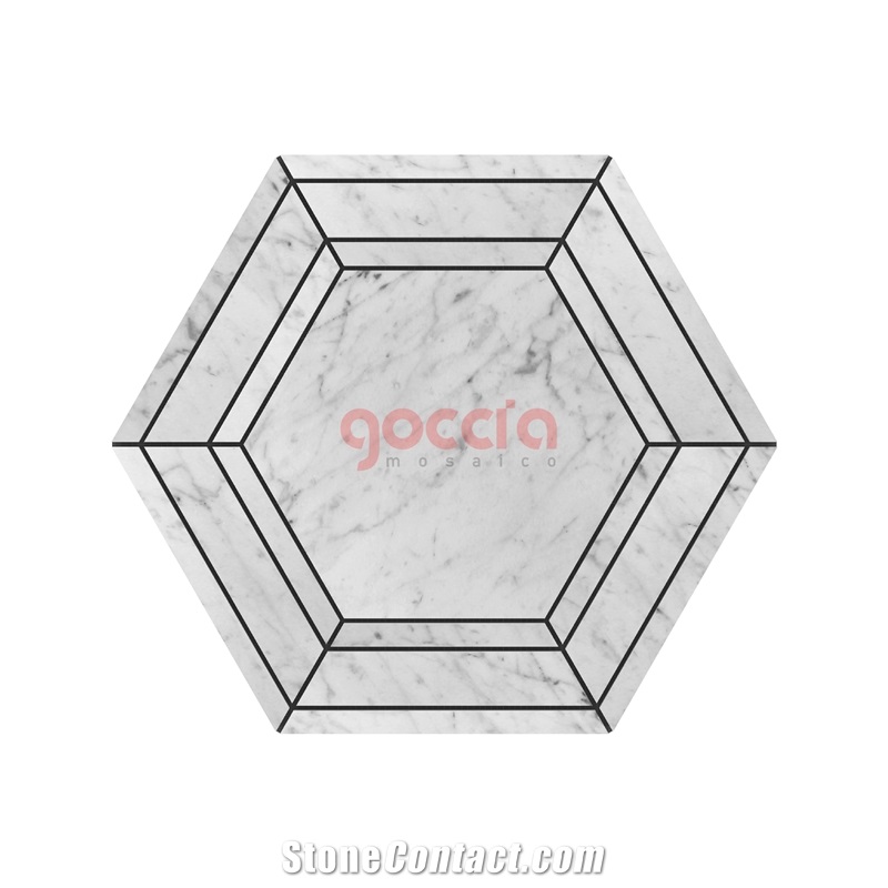 Bexagon Mosaic Bianco Carrara Marble Mosaic