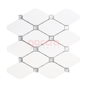 Boluche Mosaic Bianco Dolomite & Glass Mosaic