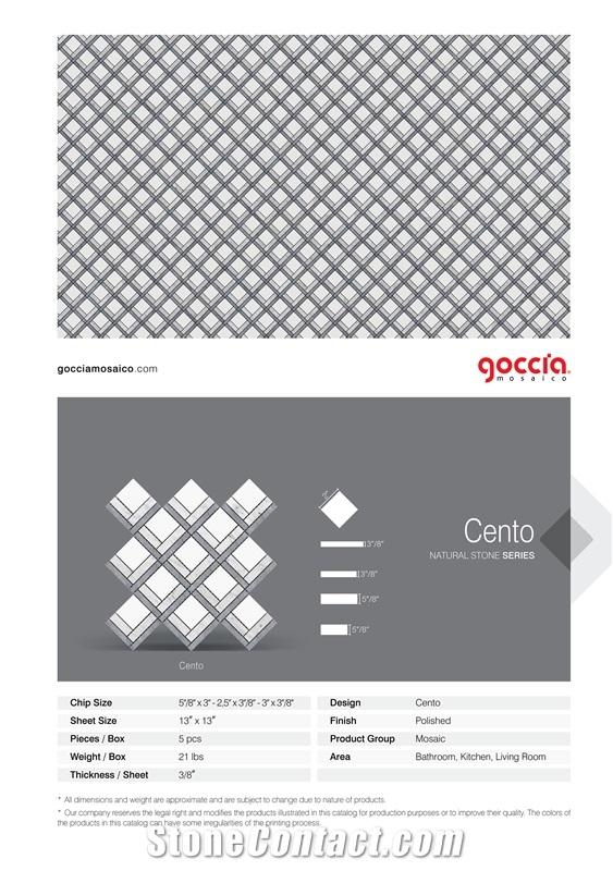 Cento - Bianco Dolomite - Carrara - Ocean Grey