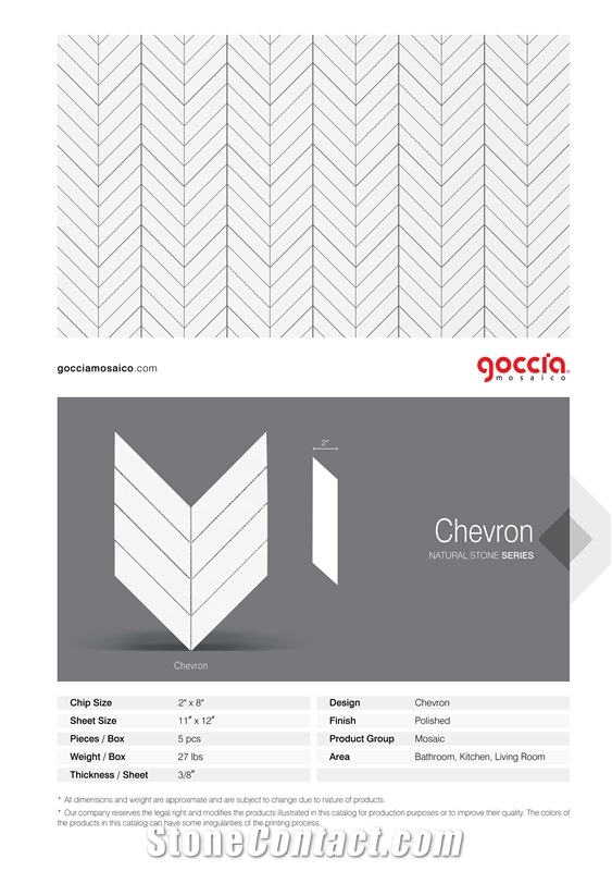 Chevron Mosaic Bianco Carrara Marble Mosaic