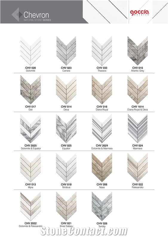 Chevron Mosaic Bianco Carrara Marble Mosaic