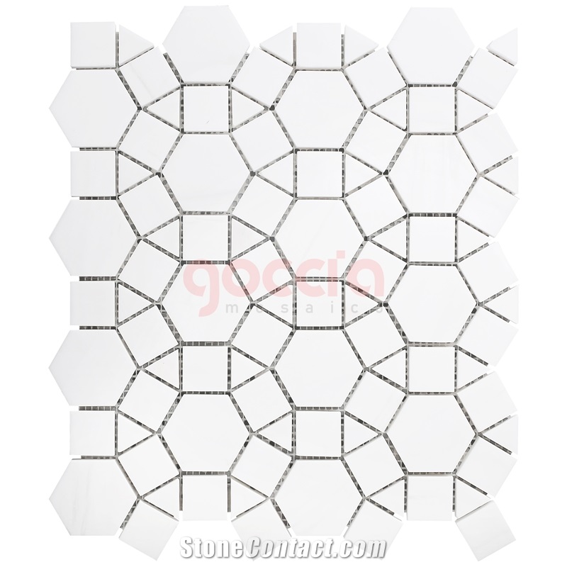 Daisy Mosaic Bianco Dolomite Marble Mosaic