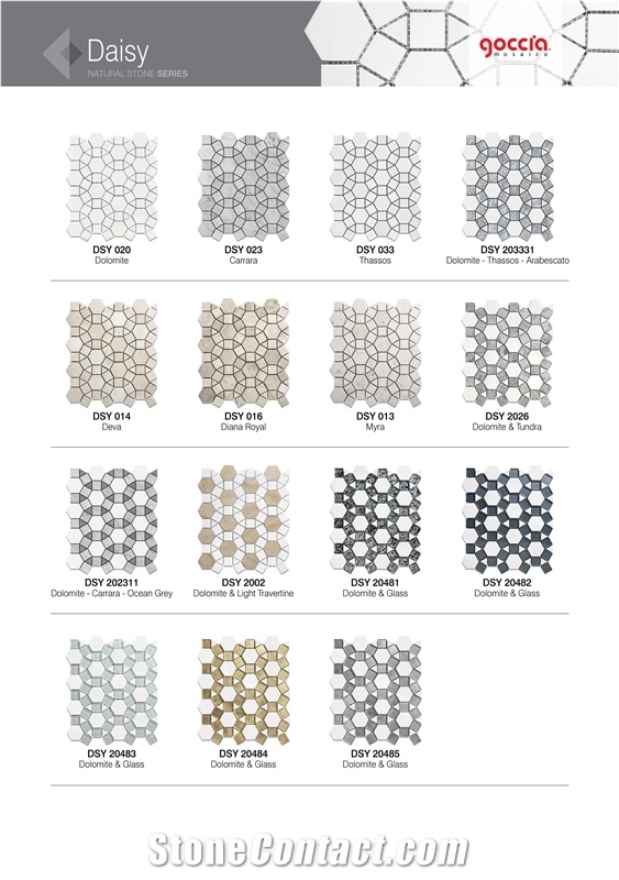 Daisy Mosaic Bianco Dolomite Marble Mosaic
