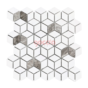 Eva Dolomite & Atlantic Grey - Dolomite & Toros Black Marble Mosaic