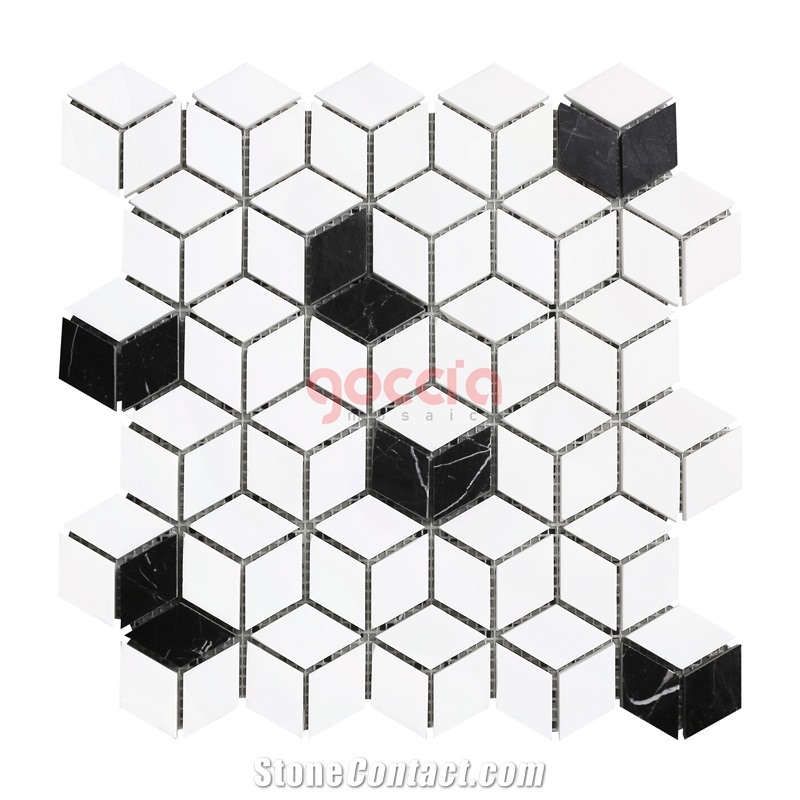 Eva Dolomite & Atlantic Grey - Dolomite & Toros Black Marble Mosaic