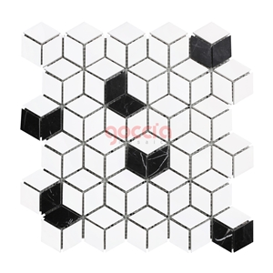 Eva Dolomite & Atlantic Grey - Dolomite & Toros Black Marble Mosaic