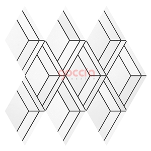 Genau Bianco Dolomite - Carrara - Ocean Grey Mosaic