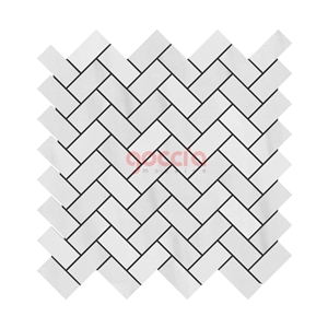 Herringbone 1x2 Mosaic Thassos Marble