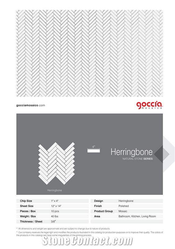 Herringbone 1x4 Mosaic Bianco Dolomite Marble