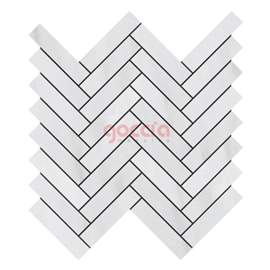Herringbone 1x4" Mosaic Thassos Marble