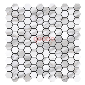 Hexagon 1" Mosaic Bianco Carrara Marble Mosaic