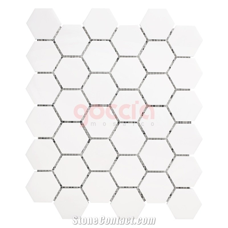 Hexagon 2" Mosaic Bianco Dolomite Marble Mosaic
