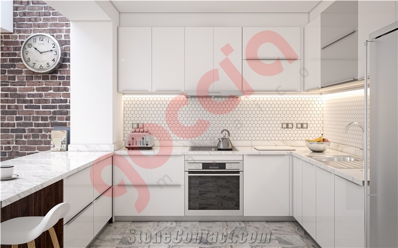Hexagon 2" Mosaic Bianco Dolomite Marble Mosaic