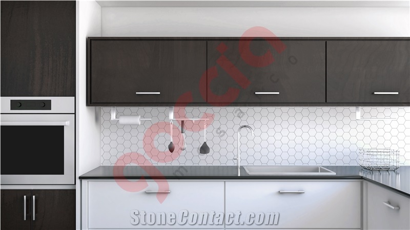 Hexagon 3" Mosaic Bianco Dolomite Marble Mosaic