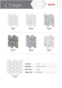 Hexagon 3" Mosaic Bianco Dolomite Marble Mosaic