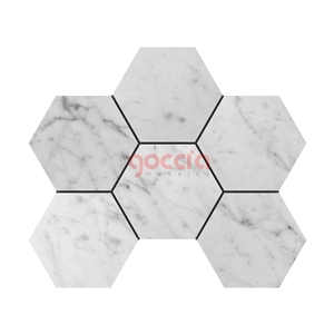 Hexagon 4" Mosaic Bianco Carrara Marble Mosaic