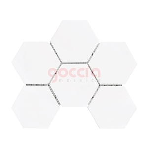 Hexagon 4" Mosaic Bianco Dolomite Marble Mosaic
