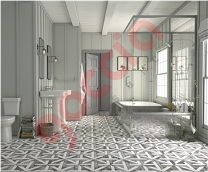 Karo Bianco Dolomite & Palesandro Marble Stone Mosaic