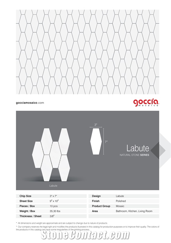 Labute Mosaic Bianco Carrara Marble Mosaic
