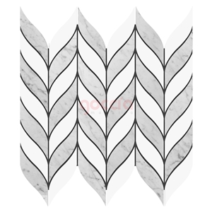 Leaf Bianco Dolomite & Bianco Carrara Marble Mosaic