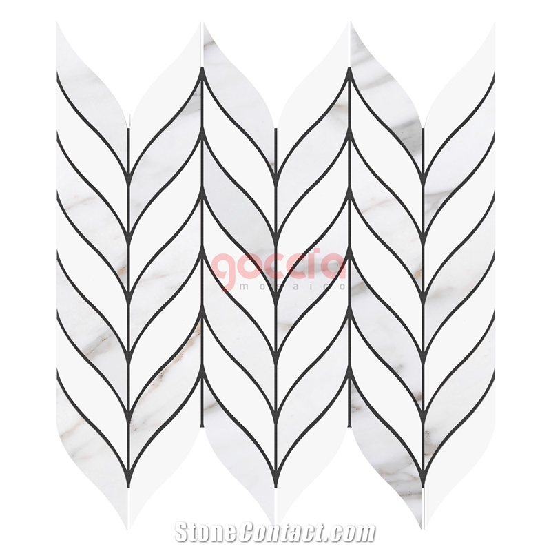 Leaf Bianco Dolomite & Calacatta Michelangelo Marble Mosaic