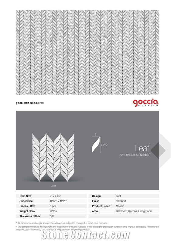 Leaf Bianco Dolomite & Calacatta Michelangelo Marble Mosaic
