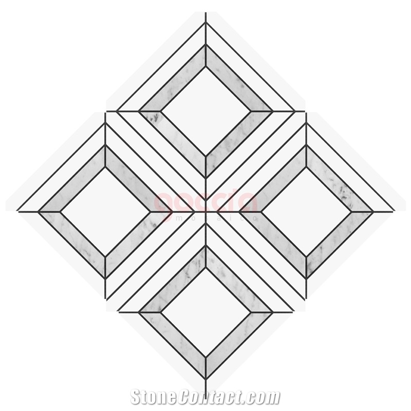 Lente Bianco Dolomite & Bianco Carrara Marble Mosaic