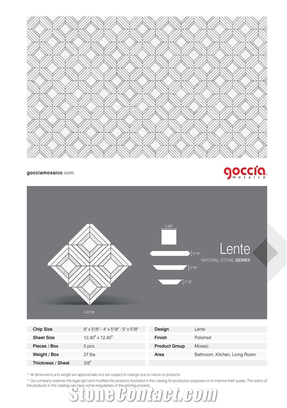 Lente Bianco Dolomite & Bianco Carrara Marble Mosaic