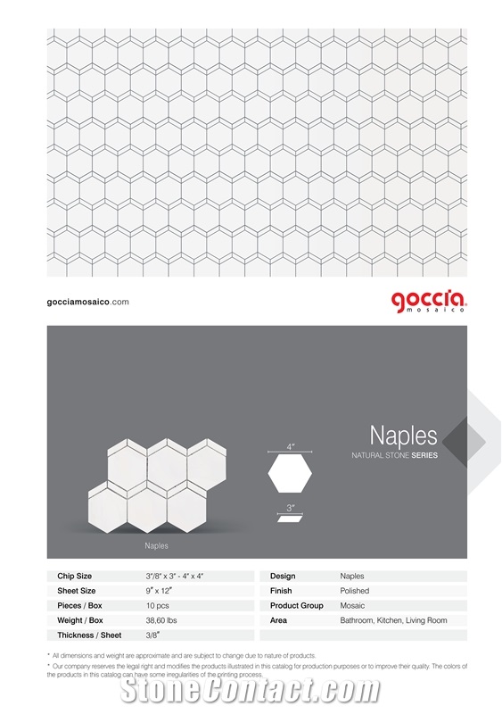 Naples Mosaic Bianco Dolomite & Calacatta Marble Mosaic
