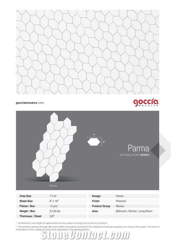 Parma Mosaic Bianco Carrara Marble Mosaic