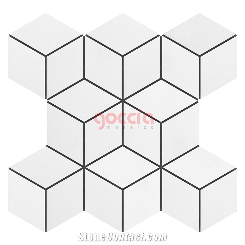 Rhombus Mosaic Thassos Marble Mosaic