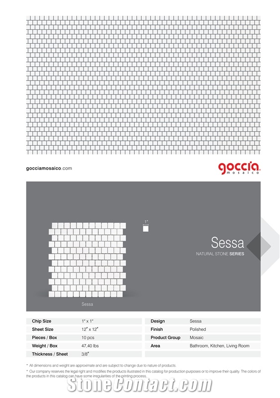 Sessa Mosaic Bianco Dolomite Marble Mosaic