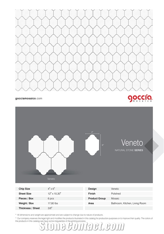 Veneto Mosaic Bianco Carrara Marble Mosaic