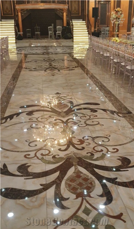 Waterjet Cut Marble Floor Medallions