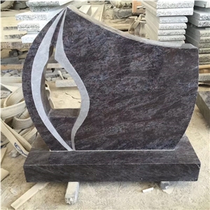 Bahama Blue Granite Tree Carved Tombstone,Custom Headstone