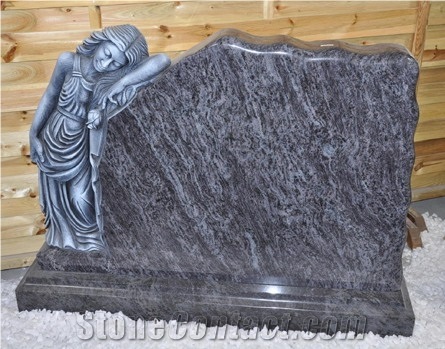 Bahama Blue Granite Tree Carved Tombstone,Custom Headstone