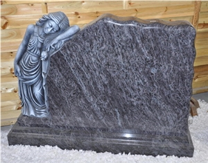 Bahama Blue Granite Tree Carved Tombstone,Custom Headstone