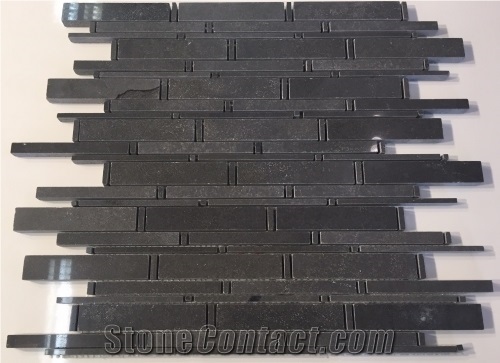 China Black Basalt Liner Strip Mosaic Wall Tiles Panel