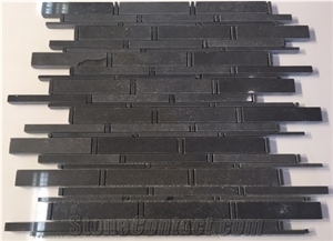China Black Basalt Liner Strip Mosaic Wall Tiles Panel