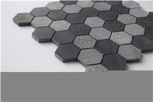 China Black Basalt Liner Strip Mosaic Wall Tiles Panel