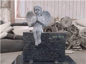 China Black Granite Carved Angel Bench Tombstone for Memories