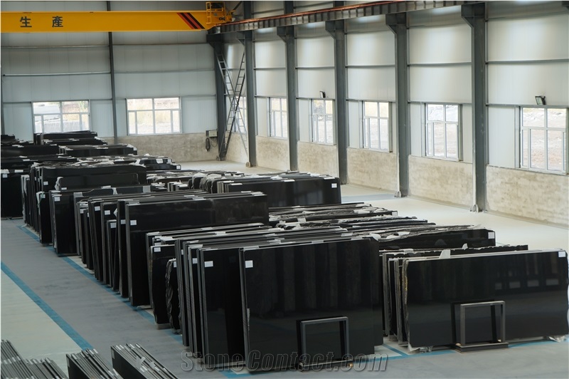 Glossy China Black Shanxi Granite Tile Own Factory