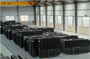 Glossy China Black Shanxi Granite Tile Own Factory