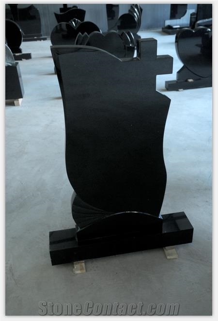 Shanxi Black Asian Style Tombstone, Asian Headstone