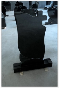 Shanxi Black Asian Style Tombstone, Asian Headstone