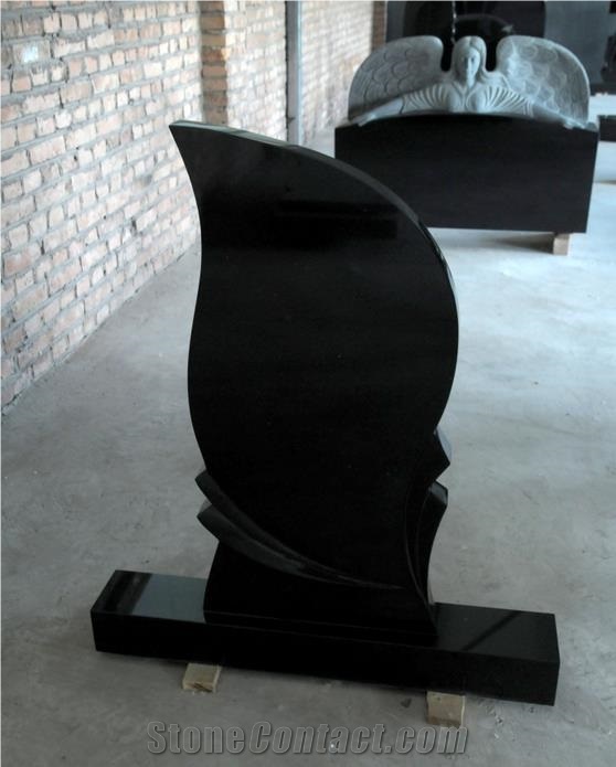 Shanxi Black Asian Style Tombstone, Asian Headstone