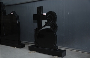 Shanxi Black Granite Headstone, Cross Tombstone